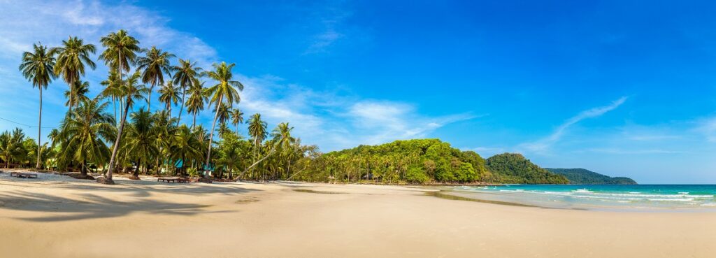 Panorama of Tropical beach in a sunny day